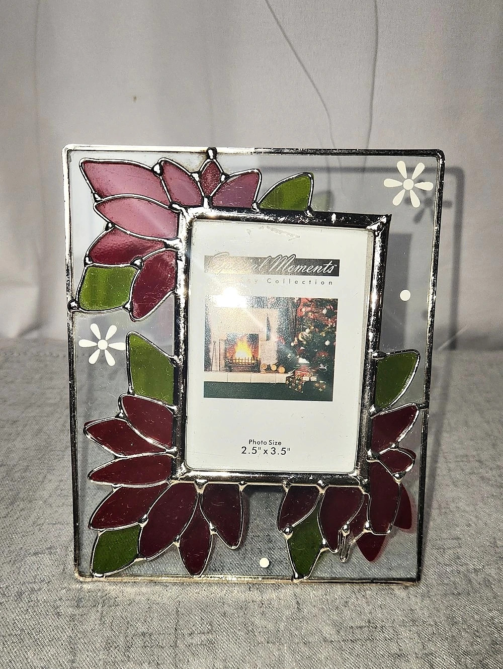 Special Moments Holiday Collection Poinsettia Stained Glass Picture Frame
